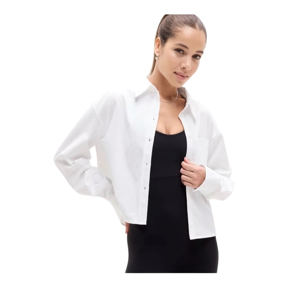 NWT - Athleta MIDDAY CROPPED SHIRT Performance Poplin - Picture 1 of 10
